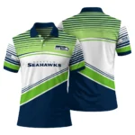 Seattle Seahawks Polo Shirt Custom Slanted Stripes Blue White Best Selling
