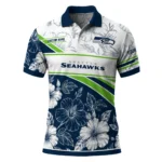 Seattle Seahawks Polo Shirt Customized Floral Angles Blue White Best Selling