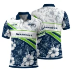 Seattle Seahawks Polo Shirt Customized Floral Angles Blue White Best Selling