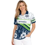 Seattle Seahawks Polo Shirt Customized Floral Angles Blue White Best Selling