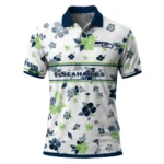 Seattle Seahawks Polo Shirt Customized Floral Pinstripe Blue White Best Selling
