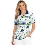 Seattle Seahawks Polo Shirt Customized Floral Pinstripe Blue White Best Selling