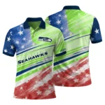 Seattle Seahawks Polo Shirt Customized Star Stripes Red Blue Best Selling