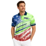 Seattle Seahawks Polo Shirt Customized Star Stripes Red Blue Best Selling