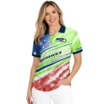Seattle Seahawks Polo Shirt Customized Star Stripes Red Blue Best Selling