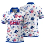 Smu Mustangs Polo Shirt Personalized Floral Pinstripe Blue White Best Selling