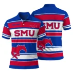Smu Mustangs Polo Shirt Personalized Horizontal Blocks Blue Best Selling