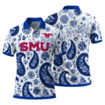 Smu Mustangs Polo Shirt Personalized Paisley Florals Blue White Best Selling