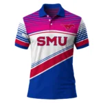Smu Mustangs Polo Shirt Personalized Slanted Stripes Blue White Best Selling