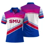 Smu Mustangs Polo Shirt Personalized Slanted Stripes Blue White Best Selling