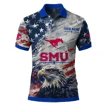 Smu Mustangs Polo Shirt Personalized Star Brushstrokes Blue Best Selling