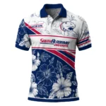 South Alabama Jaguars Polo Shirt Customized Floral Angles Blue White Best Selling