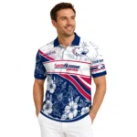 South Alabama Jaguars Polo Shirt Customized Floral Angles Blue White Best Selling