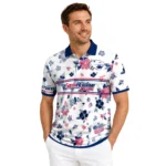 South Alabama Jaguars Polo Shirt Customized Floral Pinstripe Blue White Best Selling