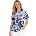 South Alabama Jaguars Polo Shirt Customized Paisley Florals Blue White Best Selling