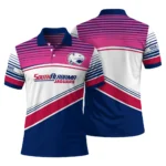 South Alabama Jaguars Polo Shirt Customized Slanted Stripes Blue White Best Selling
