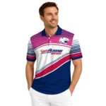 South Alabama Jaguars Polo Shirt Customized Slanted Stripes Blue White Best Selling