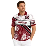 South Carolina Gamecocks Polo Shirt Personalized Floral Angles Garnet White Best Selling