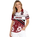 South Carolina Gamecocks Polo Shirt Personalized Floral Angles Garnet White Best Selling