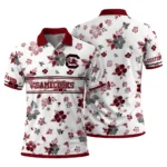 South Carolina Gamecocks Polo Shirt Personalized Floral Pinstripe Garnet White Best Selling