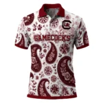 South Carolina Gamecocks Polo Shirt Personalized Paisley Florals Garnet White Best Selling