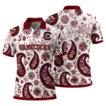 South Carolina Gamecocks Polo Shirt Personalized Paisley Florals Garnet White Best Selling