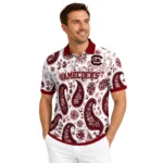 South Carolina Gamecocks Polo Shirt Personalized Paisley Florals Garnet White Best Selling