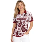 South Carolina Gamecocks Polo Shirt Personalized Paisley Florals Garnet White Best Selling