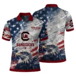 South Carolina Gamecocks Polo Shirt Personalized Star Brushstrokes Garnet Blue Best Selling