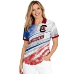 South Carolina Gamecocks Polo Shirt Personalized Star Stripes Red Blue Best Selling