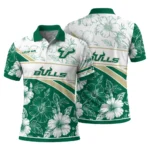 South Florida Bulls Polo Shirt Personalized Floral Angles Green White Best Selling