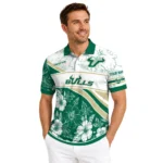 South Florida Bulls Polo Shirt Personalized Floral Angles Green White Best Selling