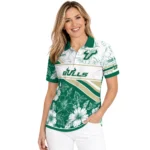 South Florida Bulls Polo Shirt Personalized Floral Angles Green White Best Selling