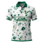 South Florida Bulls Polo Shirt Personalized Floral Pinstripe Green White Best Selling