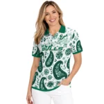 South Florida Bulls Polo Shirt Personalized Paisley Florals Green White Best Selling