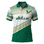 South Florida Bulls Polo Shirt Personalized Slanted Stripes Green White Best Selling