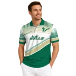 South Florida Bulls Polo Shirt Personalized Slanted Stripes Green White Best Selling