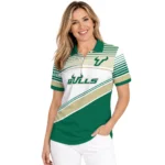 South Florida Bulls Polo Shirt Personalized Slanted Stripes Green White Best Selling