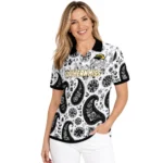 Southern Miss Golden Eagles Polo Shirt Custom Paisley Florals Black White Best Selling