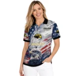 Southern Miss Golden Eagles Polo Shirt Custom Star Brushstrokes Black Blue Best Selling