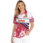 St Louis Cardinals Polo Shirt Custom Floral Angles Red White Best Selling
