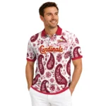 St Louis Cardinals Polo Shirt Custom Paisley Florals Red White Best Selling