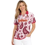 St Louis Cardinals Polo Shirt Custom Paisley Florals Red White Best Selling