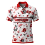 Tampa Bay Buccaneers Polo Shirt Personalized Floral Pinstripe Red White Best Selling