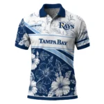 Tampa Bay Rays Polo Shirt Customized Floral Angles Navy White Best Selling