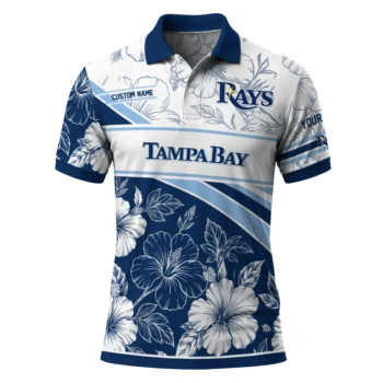 Tampa Bay Rays Polo Shirt Customized Floral Angles Navy White Best Selling