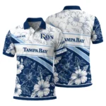 Tampa Bay Rays Polo Shirt Customized Floral Angles Navy White Best Selling