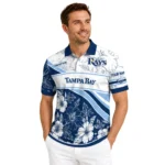 Tampa Bay Rays Polo Shirt Customized Floral Angles Navy White Best Selling