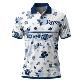 Tampa Bay Rays Polo Shirt Customized Floral Pinstripe Navy White Best Selling