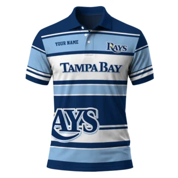 Tampa Bay Rays Polo Shirt Customized Horizontal Blocks Navy Best Selling